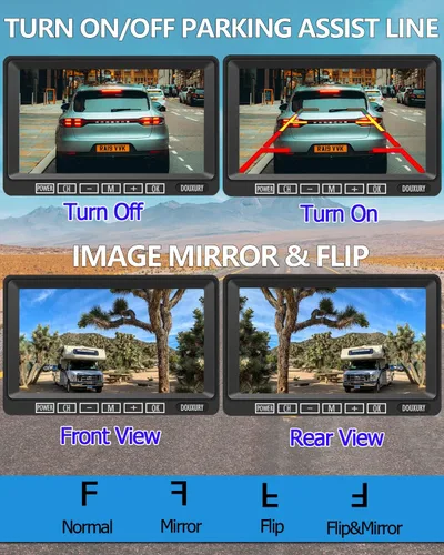 Miniatura 5 de Cámara de respaldo inalámbrica para autocaravana DOUXURY IP69 impermeable con ángulo de visión amplio de 170°, cámara de visión trasera HD 1080P +
