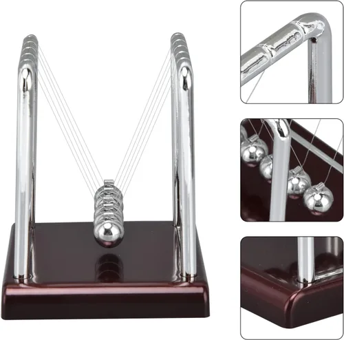Miniatura 5 de Péndulo Newtons, bola clásica de equilibrio Newton, bola educativa de ciencia de física, bola oscilante, de metal, movimiento perpetuo, adorno