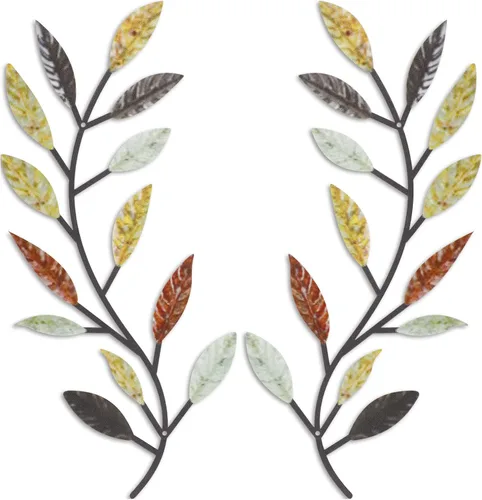 Miniatura 9 de Zhengmy 2 piezas de metal hoja de árbol decoración de pared de hoja de olivo vid hoja de olivo arte de pared sala de estar, decoración de pared
