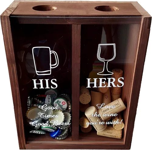 Miniatura 6 de Juegos de fiesta y regalos de entretenimiento - Juego de beber vaso de chupitos de tres en raya, juego de tapa de botella de cerveza con Oak Barrel