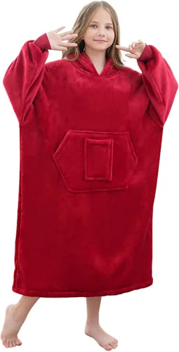 Miniatura 11 de FUSSEDA - Sudadera con manta portátil de gran tamaño, forro polar cálido y grueso con capucha sherpa acogedora con bolsillos y mangas. Regalo