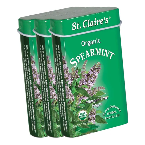 Miniatura 32 de Pastillas Herbales Orgánicas de St. Claire, (Jengibre, lata de 1.5 onzas, paquete de 3) Sin gluten, veganas, sin OMG, a base de plantas, sin