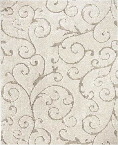 Miniatura 2 de SAFAVIEH Florida Shag Collection - Alfombra de área de 9 pies 6 pulgadas x 13 pies, color crema y beige, diseño de volutas, no desprende pelusa
