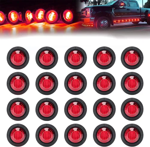 Miniatura 8 de FXC Luces LED de señalización de 3/4" redondas, indicadores de advertencia, luces laterales, frontales y traseras, luces de giro, cola y marcha