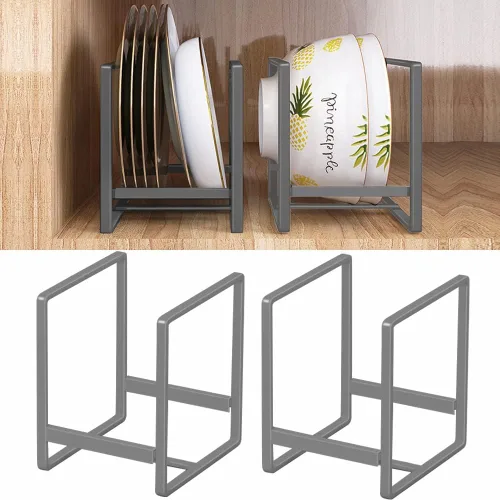 Miniatura 10 de 2PCS Organizador de Soportes para Platos, Estante de Exhibición y Almacenamiento de Platos de Metal para Secado para Gabinete, Mostrador y Armario