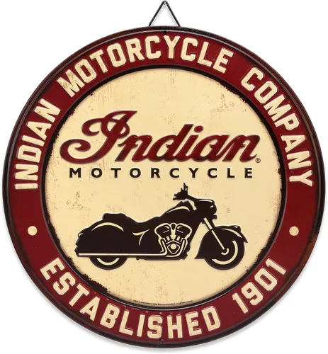 Indian Motorcycle Company - Letrero redondo de metal para garaje, tienda o cueva de hombre Bronceado
