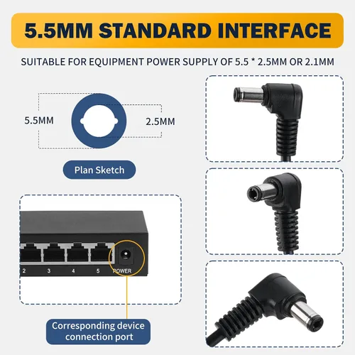 Miniatura 5 de para polycom Cable de alimentación 5v compatible con Polycom VOIP IP Phones Poly VVX 150 250 350 450 Edge B, E400, E300 Series, E220, E100 EM50