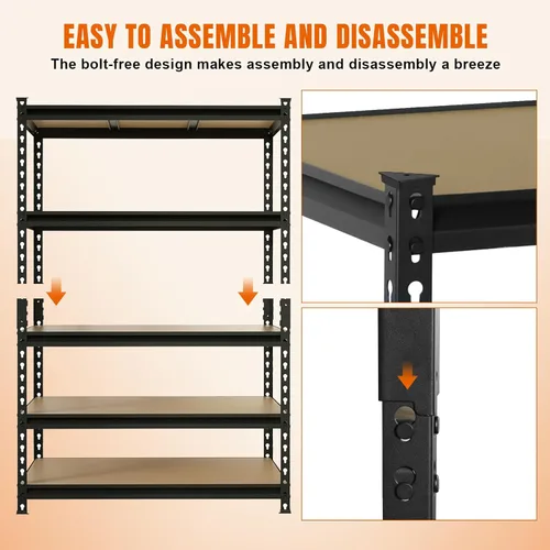 Miniatura 8 de Big RED Estantería de almacenamiento, 5 niveles ajustables, estantes de garaje de metal resistente/estante de utilidad para cocina, despensa