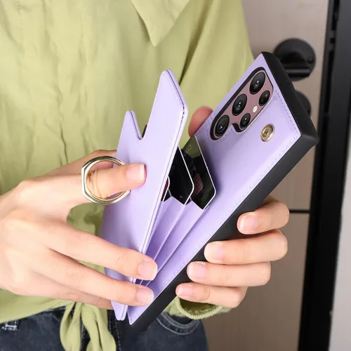 Miniatura 6 de Funda para Samsung Galaxy S22 Ultra con tarjetero para mujeres y niñas (6.8 pulgadas), Galaxy S22 Ultra funda tipo cartera con anillo de rotación