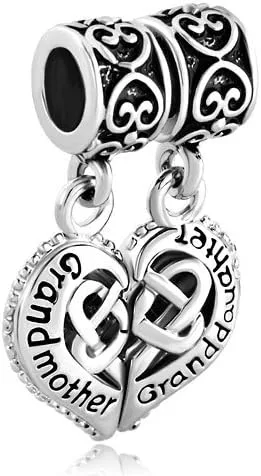 Miniatura 3 de LovelyCharms Abalorios de corazón para pulseras de abuelas y nietas, Cobre