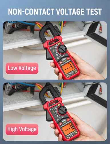 Miniatura 8 de KAIWEETS Multímetro de Pinza Digital con Mordaza en Forma de D para Corriente y Voltaje CA/CC, Probador de Voltaje de Rango Automático de 4000