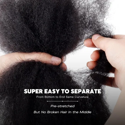 Miniatura 2 de BLL Afro Kinkys - Cabello humano a granel, 100% cabello humano para mini torsión, trenzas, extensiones de rastas, cabello rizado afro, color negro a