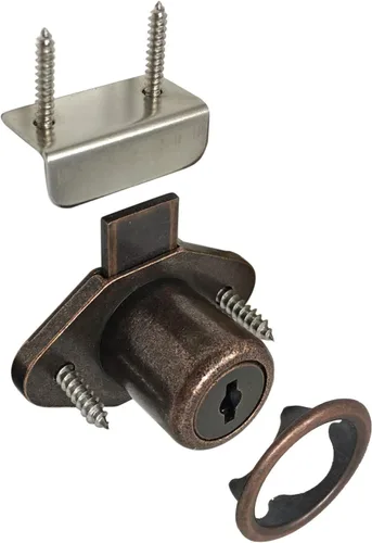 Desunia Cerradura de escritorio de oficina para cajón y puerta, orificio de 7/8 pulgadas (.875 pulgadas), bronce antiguo, con llave igual, incluye