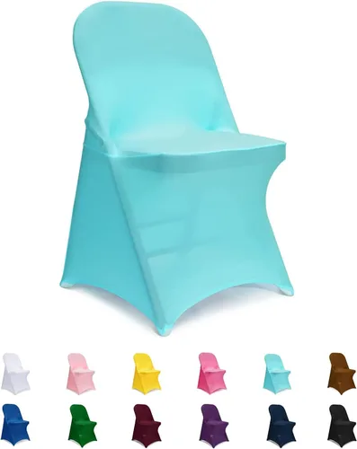 Miniatura 10 de Fundas para sillas plegables de elastano, 6 unidades, color negro, fundas ajustables universales para sillas para bodas, fiestas, banquetes