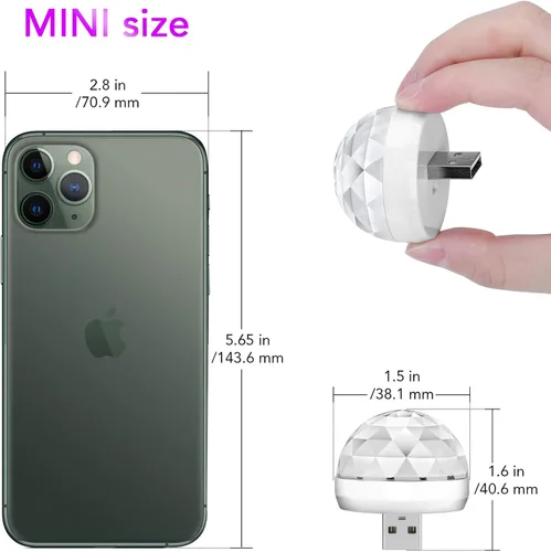 Miniatura 2 de Lmaytech Luces USB para fiesta de mini bola de discoteca, luces estroboscópicas activadas por sonido, luces LED portátiles para el ambiente