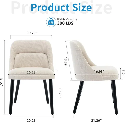 Miniatura 2 de GAOMON Juego de 2 sillas de comedor tapizadas de tela de lino con patas de madera, silla de comedor moderna para cocina, comedor, cafetería, sala