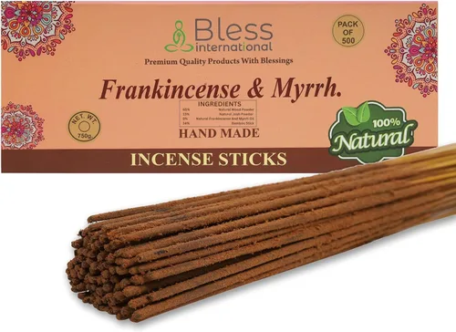 Miniatura 77 de Bless International varillas de incienso 100 % natural hechas a mano, sumergidas a mano, el mejor aroma Incienso y mirra