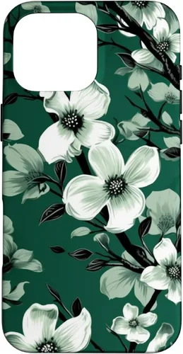 Miniatura 18 de White Dogwood Flower Pattern Green Black & White Case for iPhone 17