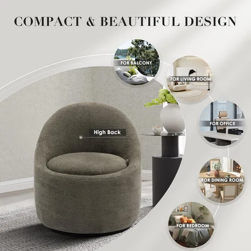 Miniatura 7 de COLAMY Juego de 2 sillas giratorias de acento, silla redonda giratoria de 360 con almacenamiento oculto, sillón moderno pequeño tipo barril