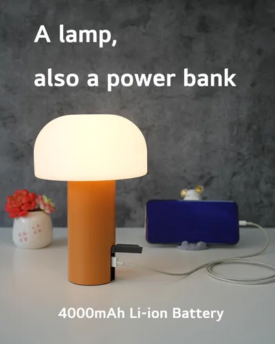 Miniatura 4 de Lámpara de mesa de hongos para exteriores, recargable, inalámbrica, impermeable, portátil, funciona con pilas, con carga USB, luz nocturna