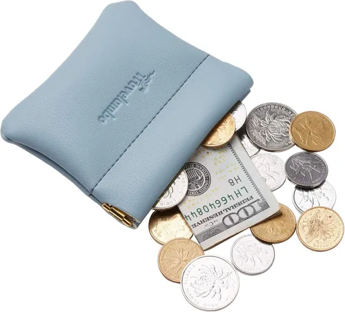 Miniatura 3 de Travelambo - Monedero de cuero con cierre de boquilla para hombre y mujer