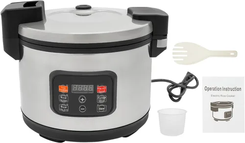 Miniatura 14 de Calentador de arroz eléctrico, calentador de arroz comercial de acero inoxidable resistente, con ajustes de temperatura, olla de arroz, calentador