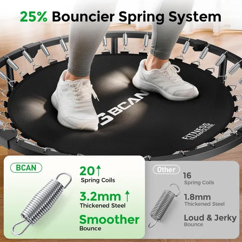 Miniatura 3 de BCAN 40"/38" Foldable Mini Trampoline, Rebounder Trampoline for Adults, U/T Adjustable Foam Handle, Exercise Rebounder for Adults Indoor/Garden
