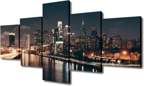 Miniatura 48 de TUMOVO Fotos en lienzo de Estados Unidos, Cincinnati, Ohio, Skyline at Dusk para tu sala de estar, impresiones de paisaje urbano de rascacielos
