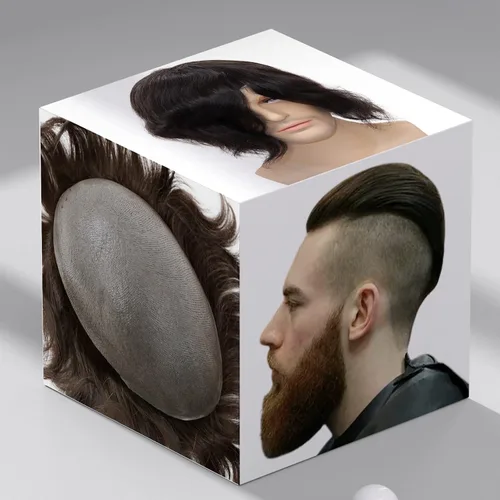 Miniatura 27 de toupee tupé para hombres 0.002 in ultra suave y transparente piel fina con bucle en V línea capilar natural para hombre, extensiones de cabello 1B