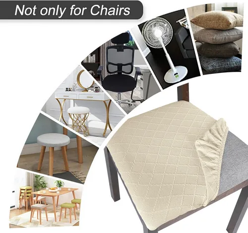 Miniatura 7 de SearchI Juego de 6 fundas de asiento para sillas de comedor, fundas de asiento elásticas de jacquard para sillas, extraíbles y lavables, fundas