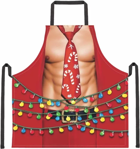Miniatura 17 de Dreaweet Delantal de cocina unisex con cuello ajustable de Navidad