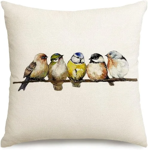 Miniatura 9 de RABUSOFA Fundas de Almohada Navideñas 18x18 Pulgadas Pájaros Decoraciones Navideñas Invierno Fundas de Cojín Decorativo Navidad Pájaros Decoración