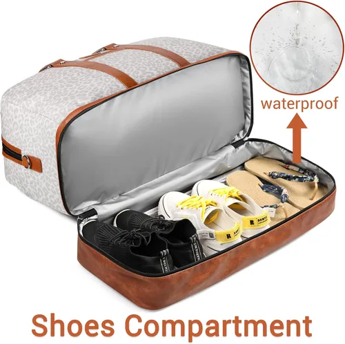 Miniatura 128 de IBFUN Bolsas de fin de semana para mujer, bolsa grande de lona para viaje, bolsa de viaje con compartimento para zapatos, 21 pulgadas, juego de 3