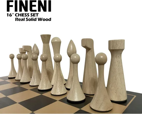Miniatura 3 de Lujoso juego de ajedrez real de madera maciza de color oscuro de 16 pulgadas. Juegos de tablero de ajedrez duraderos hechos a mano con ranuras