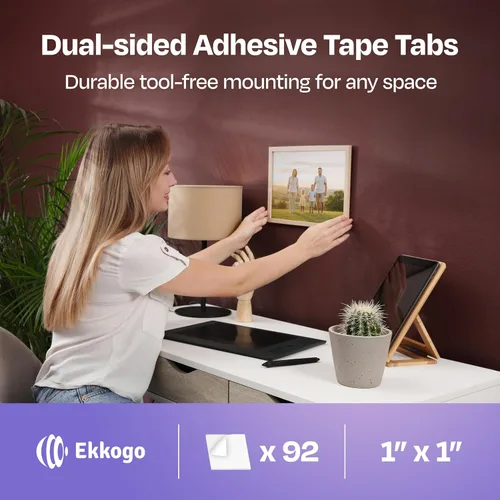 Miniatura 2 de Paquete de 92 cintas de doble cara, almohadillas autoadhesivas fuertes de 1 x 1 x 0.04 pulgadas, perfectas para fotos, decoración ligera y montaje