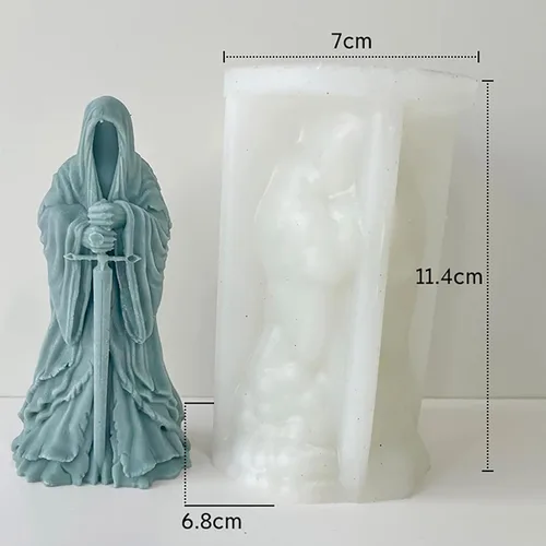 Miniatura 2 de Sword Man - Molde de vela cilíndrica – Moldes de silicona de fundición de resina para decoración del hogar y fabricación de velas, molde en espiral