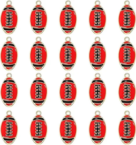 Miniatura 10 de 20 piezas de dijes deportivos de esmalte, colgantes de baloncesto y béisbol para hacer joyas, dijes de juego de pelota con strass, dijes de softball