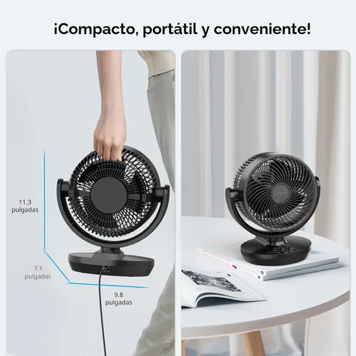 Miniatura 8 de DR.PREPARE Ventilador circulador de aire oscilante para dormitorio, ventilador de mesa potente de 11.3 pulgadas de altura, oscilación automática
