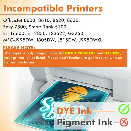 Miniatura 3 de Papel de inyección de tinta brillante y delgado Koala 8.5x11 pulgadas 100 hojas compatible con impresora de inyección de tinta uso TINTA DE TINTE