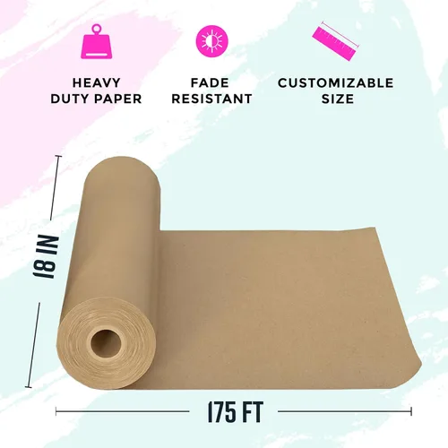 Miniatura 3 de Bryco Goods Rollo de papel kraft jumbo – marrón – 18 pulgadas x 2100 pulgadas (175 pies) – Hecho en Estados Unidos – Apto para embalaje – Mudanza