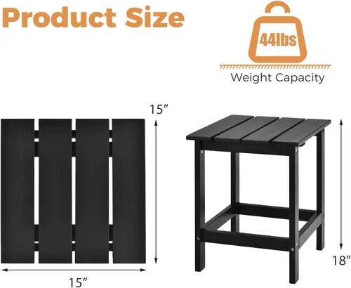 Miniatura 3 de Tangkula Mesa auxiliar cuadrada para exteriores, mesa Adirondack, mesas auxiliares para silla para interiores y exteriores, resistente a