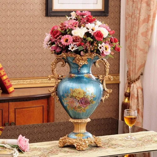 Miniatura 3 de Floreros grandes de resina retro de estilo europeo para sala de estar, comedor, centro de mesa, dormitorio, oficina, hotel, decoración del hogar