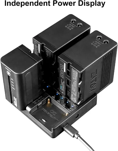 Miniatura 6 de Estación de carga rápida USB C de 4 canales con adaptador de cargador rápido PD de 65 W para baterías Sony NP-F550, NP-F750, NP-F770, NP-F970