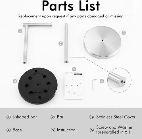 Miniatura 9 de KES Soporte de papel higiénico SUS 304 Acero inoxidable Pedestal a prueba de óxido Soporte de rollo de papel de tocador Soporte de piso Moderno Gris