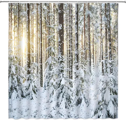 Miniatura 9 de Cortina de ducha pequeña, árbol, pájaro, ciervo, bosque, cabaña de árbol, vida silvestre, naturaleza, escénico, rústico, invierno, vacaciones