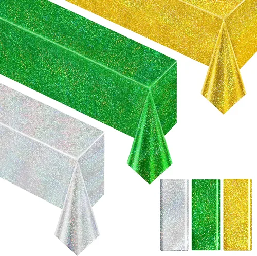 Miniatura 35 de Just Shimmer Mantel holográfico azul claro de 40" x 108" Decoración de fiesta rosa fuerte Día de San Valentín Fiesta de cumpleaños Decoración