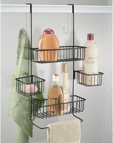 Miniatura 2 de iDesign Metalo - Organizador de ducha para baño, sobre la puerta, con cestas de almacenamiento para champú, acondicionador, jabón, color negro mate