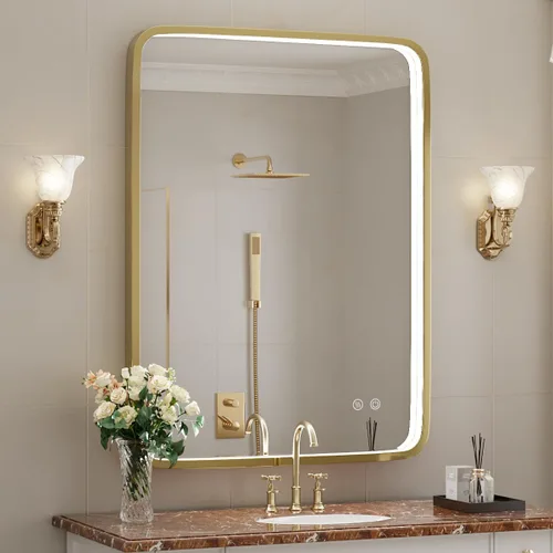 Miniatura 18 de Espejo de baño LED de 20 x 28 pulgadas con luces, marco de metal negro, espejo de tocador iluminado para pared, espejo LED regulable de 3000 K/4500