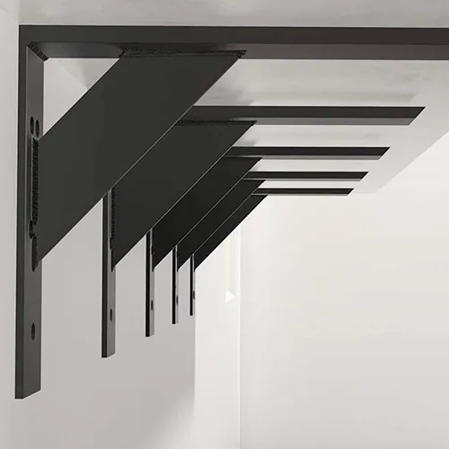 Miniatura 5 de Soportes de estante resistentes, paquete de 2 soportes de estante de 12 x 10 x 2.5 pulgadas, acero negro de 3/8 pulgadas de grosor, soporte en L