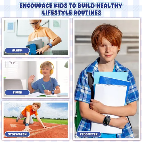 Miniatura 6 de Reloj inteligente para niños de 1.69 pulgadas, reloj inteligente para niños y niñas, podomter, 26 juegos de rompecabezas, cámara, video, reproductor